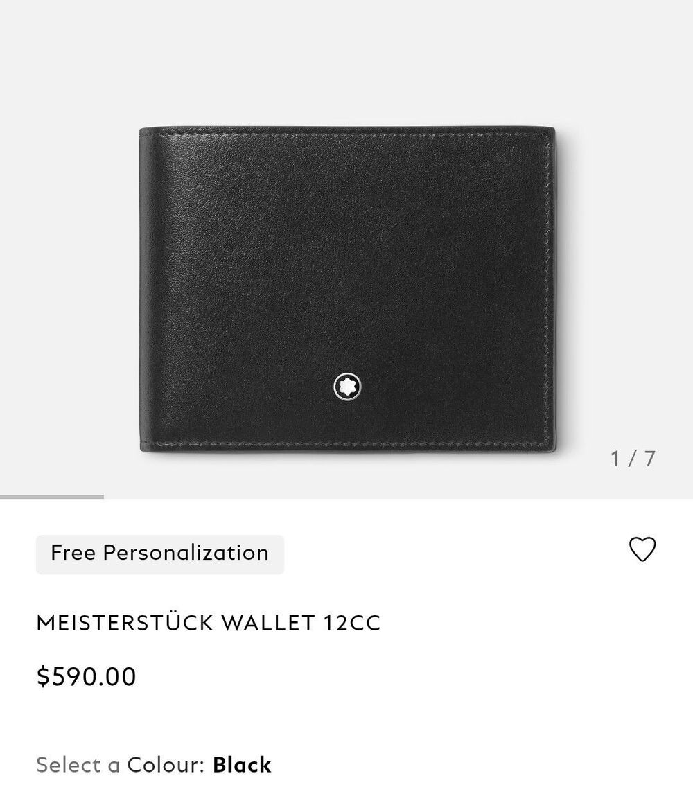 Montblanc Meisterstuk Bifold Wallet Card Case Black Italian Leather Luxury U1